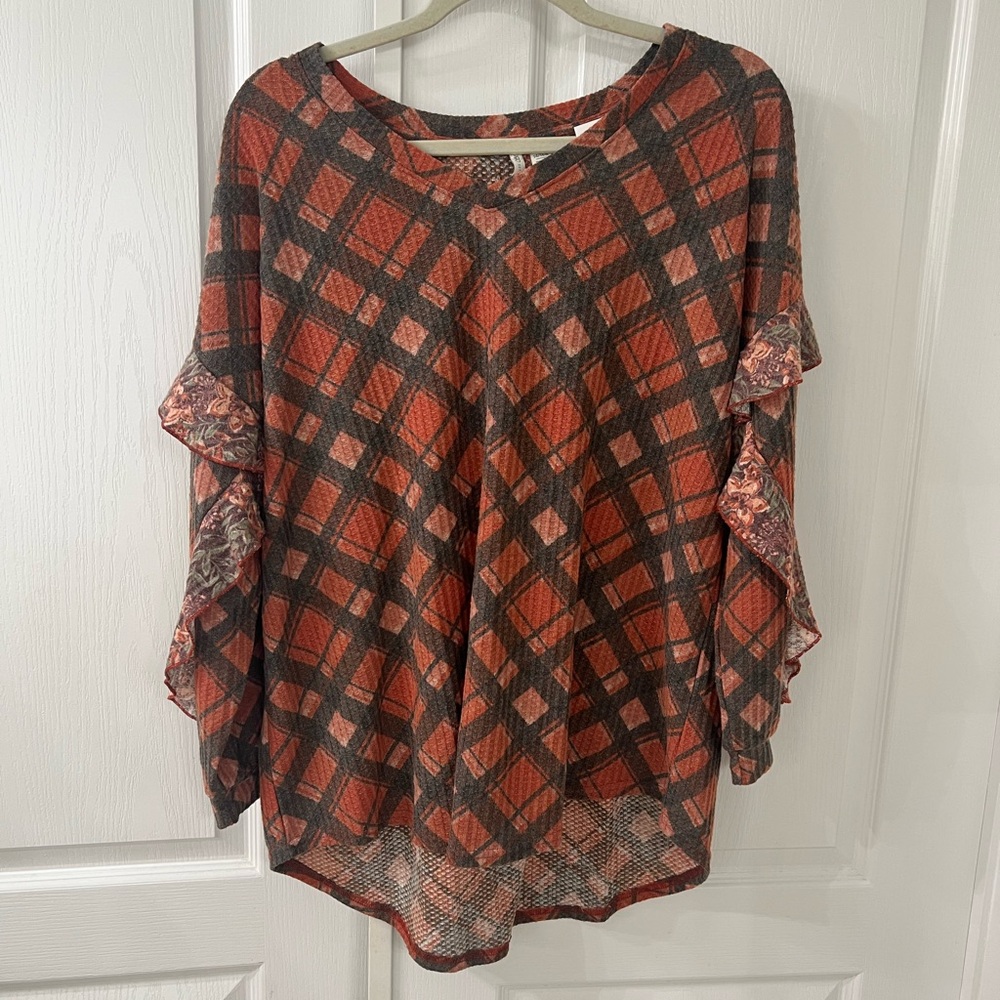 Cato Long Sleeve Plaid Blouse - Picture 2 of 7